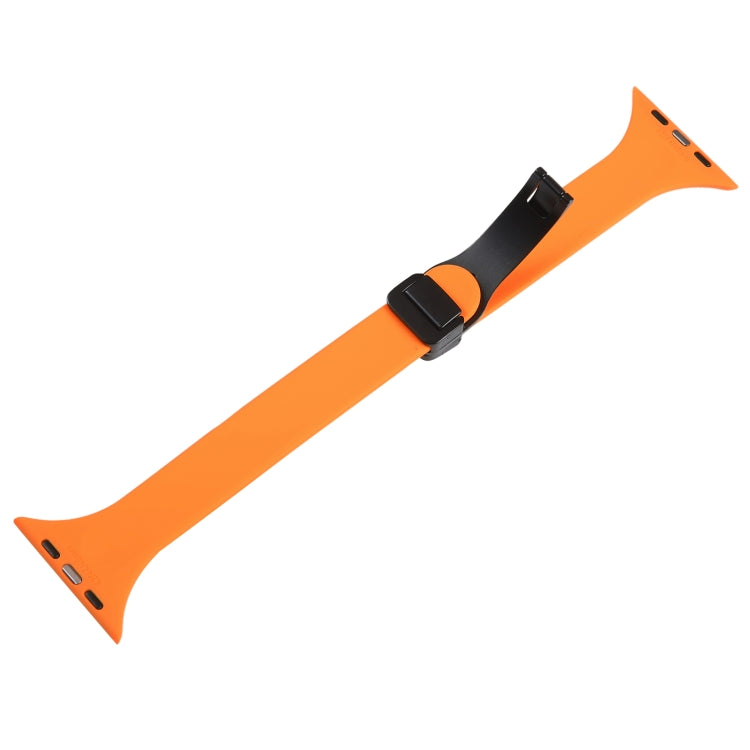 For Apple Watch 38mm Magnetic Buckle Slim Silicone Watch Band(Orange) - Watch Bands by PMC TechLife | Online Shopping South Africa | PMC TechLife
