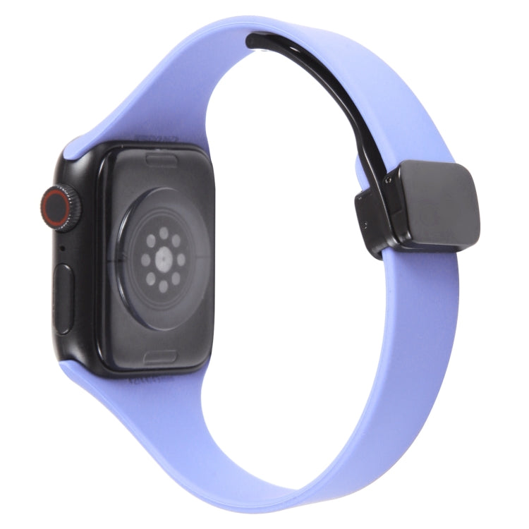 For Apple Watch 38mm Magnetic Buckle Slim Silicone Watch Band(Light Purple) - Watch Bands by PMC TechLife | Online Shopping South Africa | PMC TechLife
