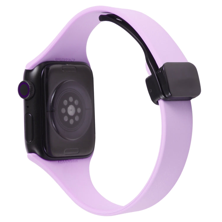 For Apple Watch 38mm Magnetic Buckle Slim Silicone Watch Band(Lavender) - Watch Bands by PMC TechLife | Online Shopping South Africa | PMC TechLife