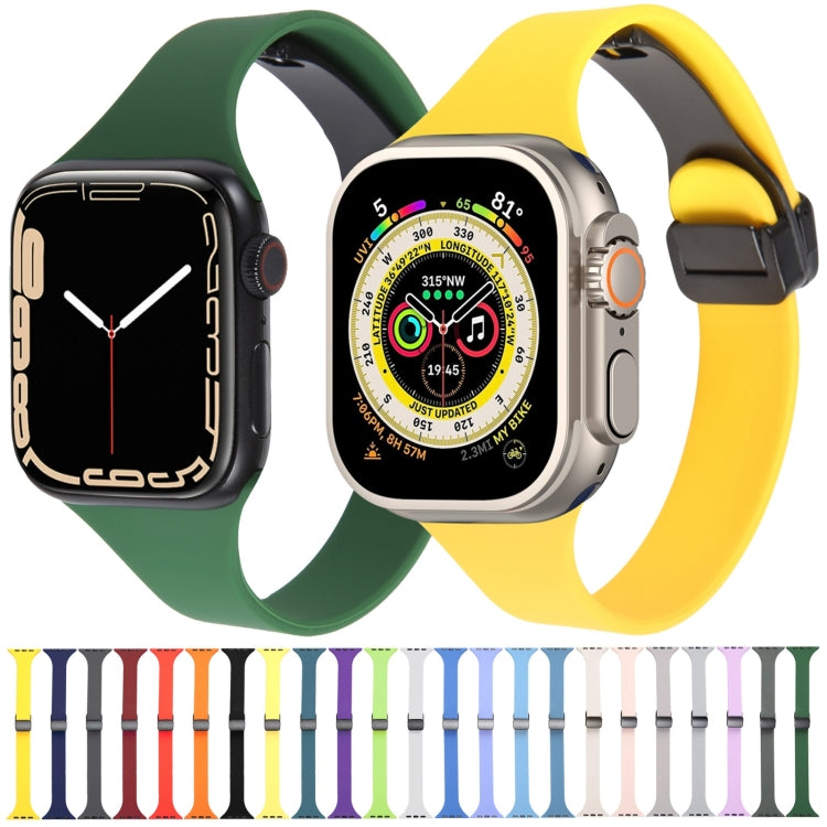 For Apple Watch SE 44mm Magnetic Buckle Slim Silicone Watch Band(Black) - Watch Bands by PMC TechLife | Online Shopping South Africa | PMC TechLife