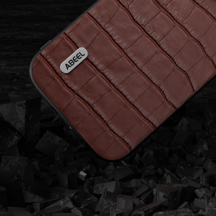 For iPhone 15 ABEEL Crocodile Texture Genuine Leather Phone Case(Brown) - free shipping - PMC TechLife - Order now!