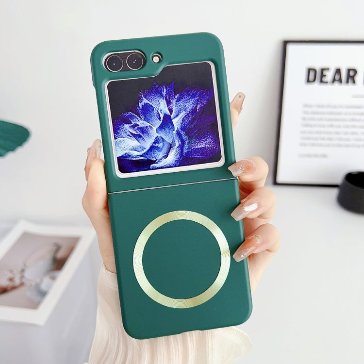 For Samsung Galaxy Z Flip5 Skin Feel Magsafe Magnetic Shockproof PC Phone Case(Dark Green) - free shipping - PMC TechLife - Order now!