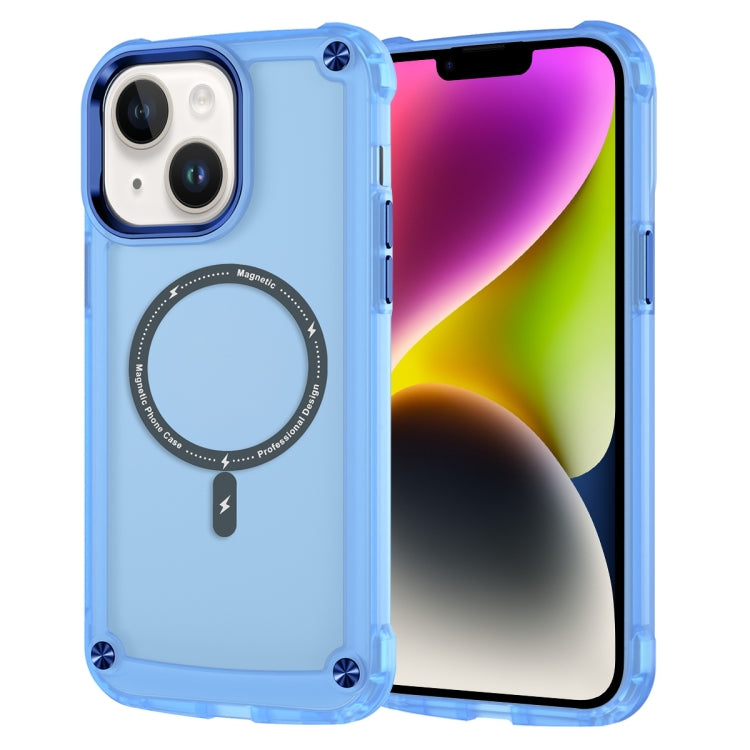For iPhone 15 Plus Skin Feel TPU + PC MagSafe Magnetic Phone Case(Transparent Blue) - free shipping - PMC TechLife - Order now!