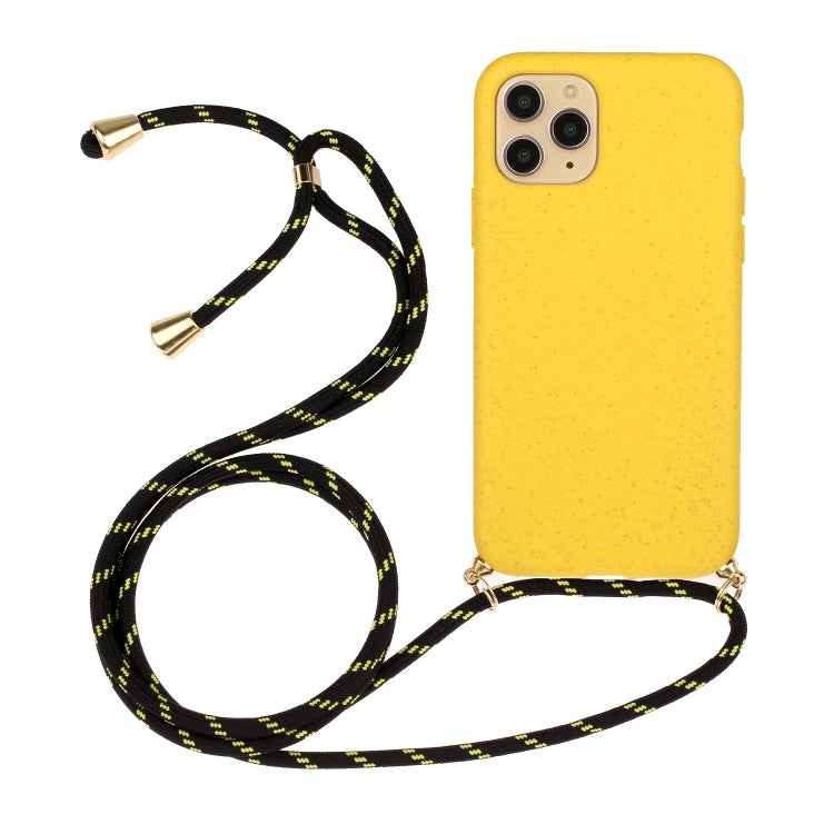For iPhone 15 Pro Wheat Straw Material + TPU Phone Case with Lanyard(Yellow) - free shipping - PMC TechLife - Order now!