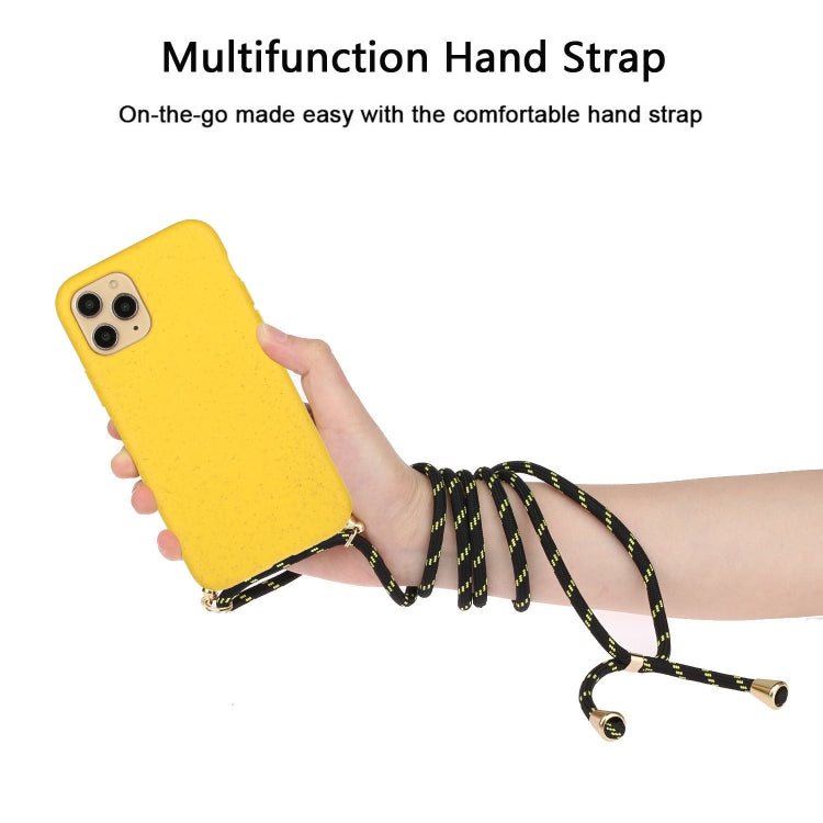 For iPhone 15 Pro Wheat Straw Material + TPU Phone Case with Lanyard(Yellow) - free shipping - PMC TechLife - Order now!