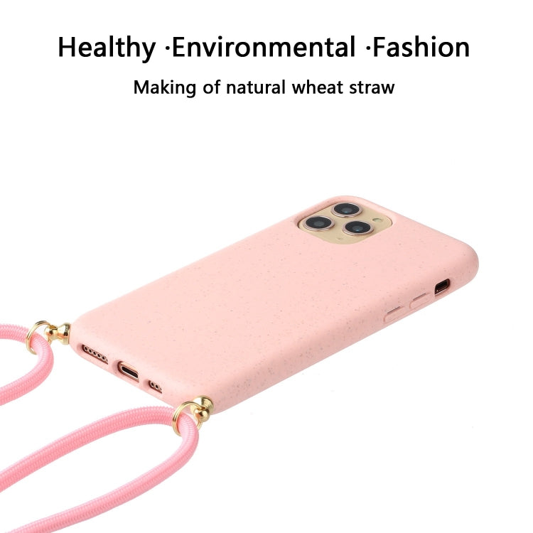 For iPhone 15 Pro Wheat Straw Material + TPU Phone Case with Lanyard(Pink) - free shipping - PMC TechLife - Order now!