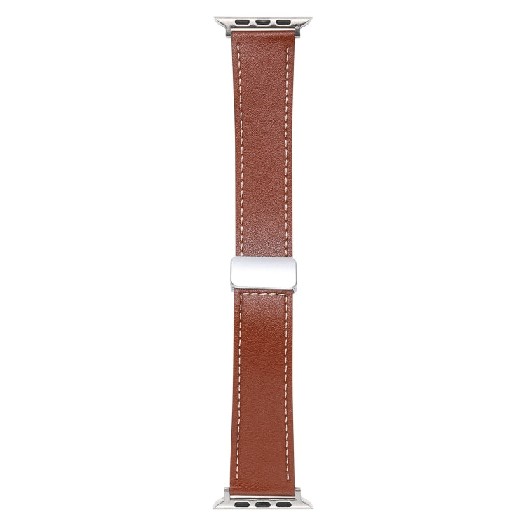 For Apple Watch SE 40mm Magnetic Buckle Skin Feel Leather Watch Band(Brown) - Watch Bands by PMC TechLife | Online Shopping South Africa | PMC TechLife