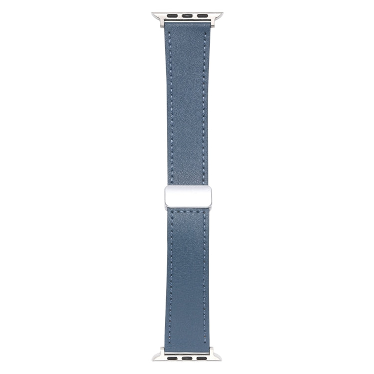 For Apple Watch 4 44mm Magnetic Buckle Skin Feel Leather Watch Band(Light Blue) - Watch Bands by PMC TechLife | Online Shopping South Africa | PMC TechLife