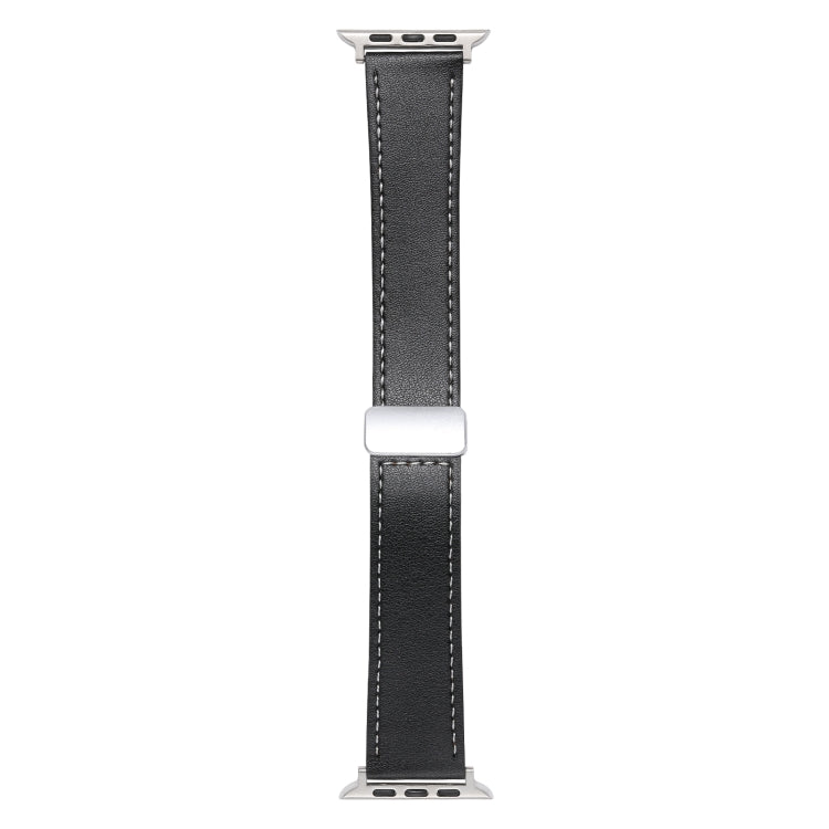For Apple Watch 3 42mm Magnetic Buckle Skin Feel Leather Watch Band(Black) - Watch Bands by PMC TechLife | Online Shopping South Africa | PMC TechLife