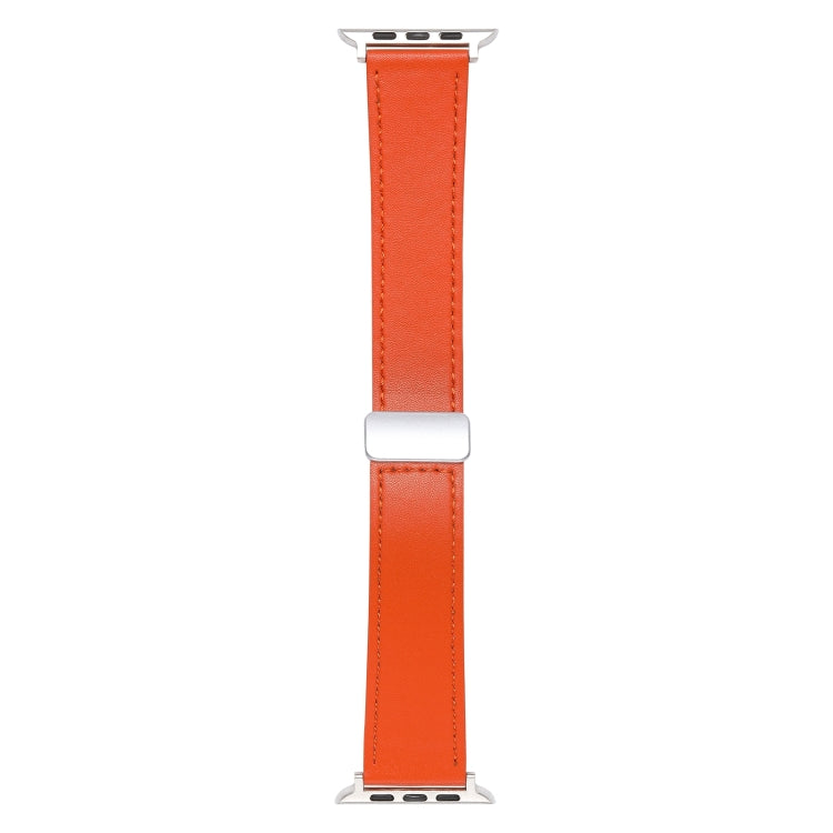 For Apple Watch 2 42mm Magnetic Buckle Skin Feel Leather Watch Band(Orange) - Watch Bands by PMC TechLife | Online Shopping South Africa | PMC TechLife