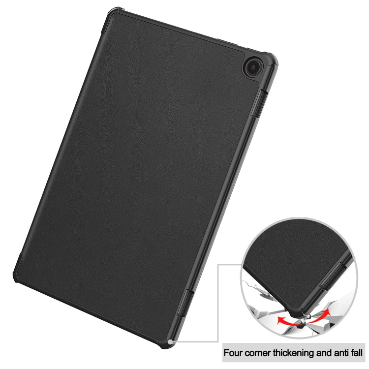 For  Amazon Fire Max 11 Custer Pure Color 3-Fold Holder Smart Leather Tablet Case(Black) - free shipping - PMC TechLife - Order now!