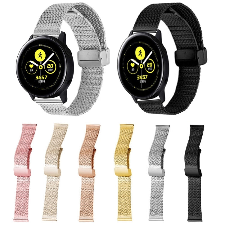 22mm Magnetic Buckle Herringbone Mesh Metal Watch Band for Samsung Galaxy Watch(Rose Gold) - Watch Bands by PMC TechLife | Online Shopping South Africa | PMC TechLife