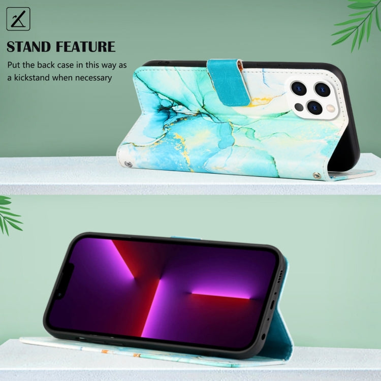 For iPhone 15 Pro Max PT003 Marble Pattern Flip Leather Phone Case(Green) - free shipping - PMC TechLife - Order now!