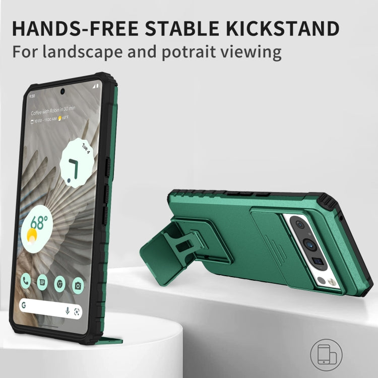 For Google Pixel 8 Pro Stereoscopic Holder Sliding Camshield Phone Case(Green) - free shipping - PMC TechLife - Order now!