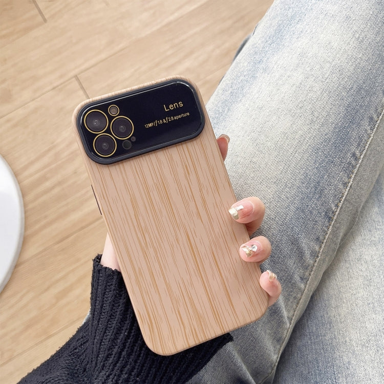 For iPhone 14 Pro Wood Grain TPU Phone Case with Lens Film(Khaki) - iPhone 14 Pro Cases by PMC TechLife | Online Shopping South Africa | PMC TechLife