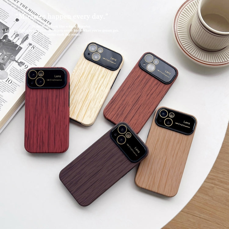 For iPhone 14 Plus Wood Grain TPU Phone Case with Lens Film(Beige) - iPhone 14 Plus Cases by PMC TechLife | Online Shopping South Africa | PMC TechLife