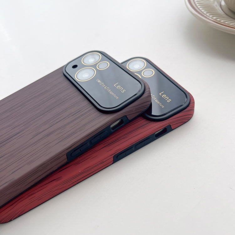 For iPhone 12 Wood Grain TPU Phone Case with Lens Film(Beige) - iPhone 12 / 12 Pro Cases by PMC TechLife | Online Shopping South Africa | PMC TechLife