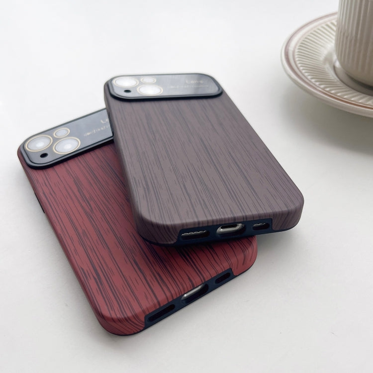 For iPhone 14 Wood Grain TPU Phone Case with Lens Film(Beige) - iPhone 14 Cases by PMC TechLife | Online Shopping South Africa | PMC TechLife