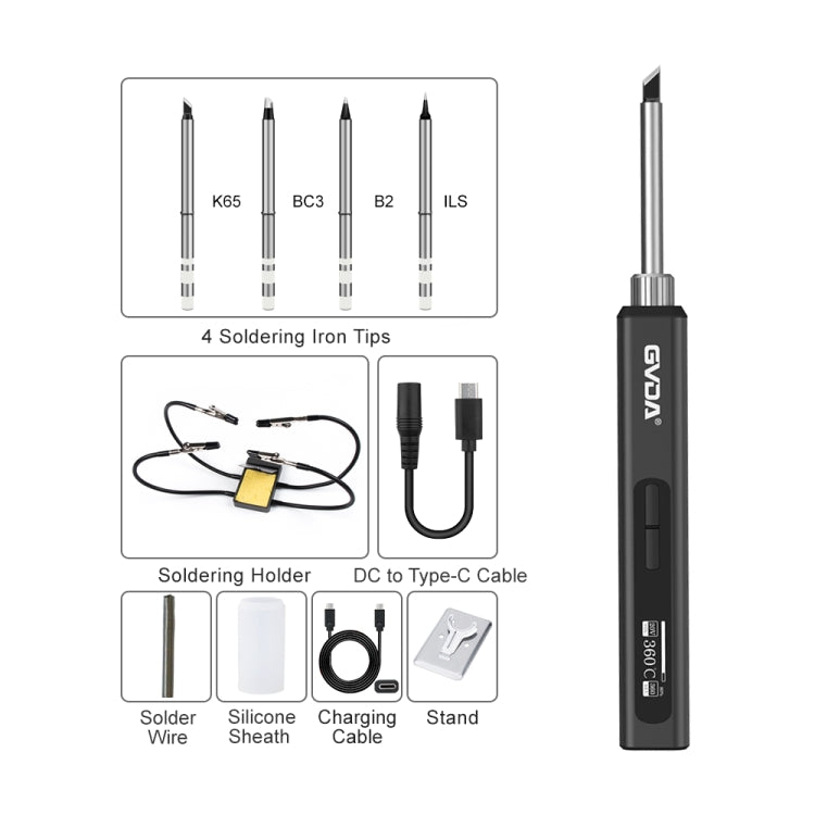GVDA GD300 Intelligent Internal Heating Digital Display Constant Temperature Maintenance Electric Soldering Iron with 4 Tips + Stand Set - free shipping - PMC TechLife - Order now!
