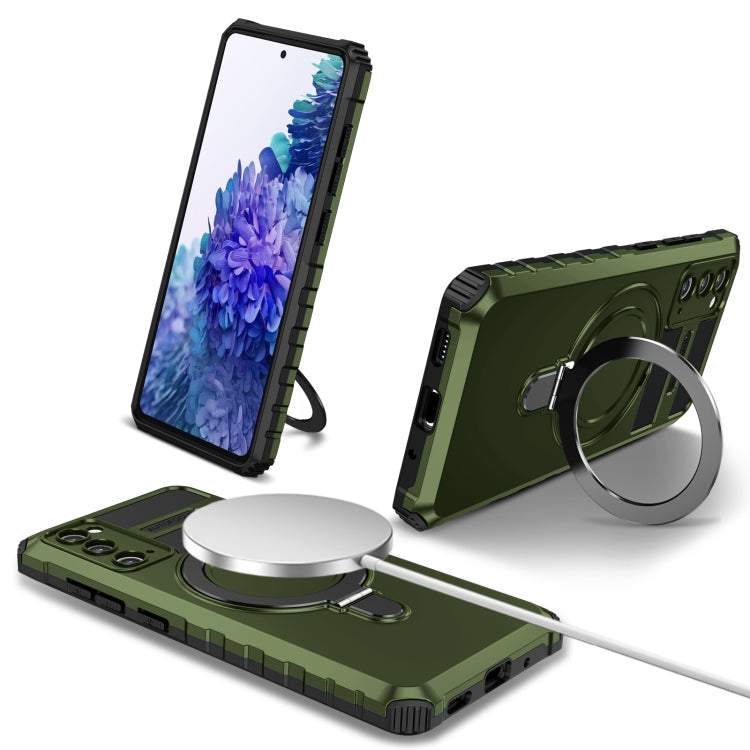For Samsung Galaxy S20 FE MagSafe Magnetic Holder Phone Case(Green) - Galaxy S20 FE Cases by PMC TechLife | Online Shopping South Africa | PMC TechLife | Buy Now Pay Later Mobicred