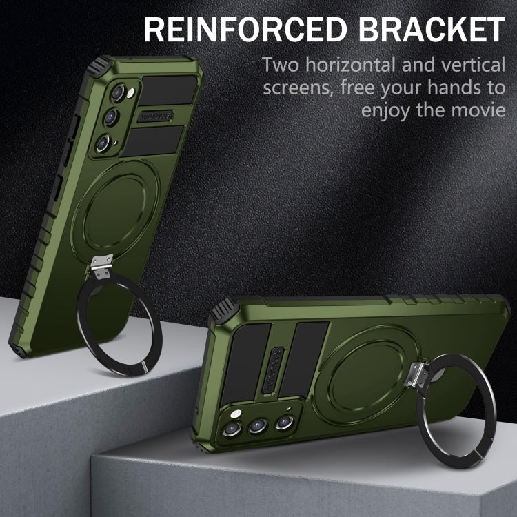 For Samsung Galaxy S20 FE MagSafe Magnetic Holder Phone Case(Green) - Galaxy S20 FE Cases by PMC TechLife | Online Shopping South Africa | PMC TechLife | Buy Now Pay Later Mobicred
