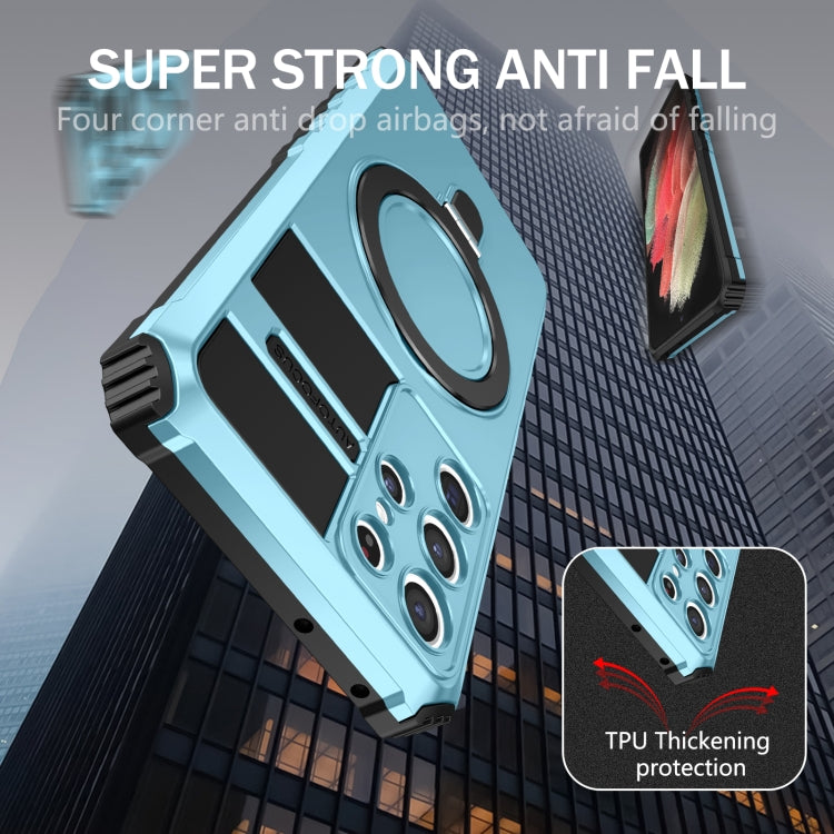 For Samsung Galaxy S21 Ultra 5G MagSafe Magnetic Holder Phone Case(Light Blue) - Galaxy S21 Ultra 5G Cases by PMC TechLife | Online Shopping South Africa | PMC TechLife