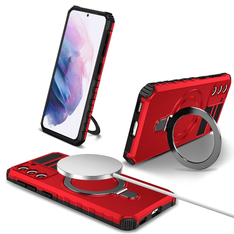 For Samsung Galaxy S21+ 5G MagSafe Magnetic Holder Phone Case(Red) - Galaxy S21+ 5G Cases by PMC TechLife | Online Shopping South Africa | PMC TechLife | Buy Now Pay Later Mobicred