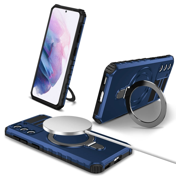 For Samsung Galaxy S21+ 5G MagSafe Magnetic Holder Phone Case(Blue) - Galaxy S21+ 5G Cases by PMC TechLife | Online Shopping South Africa | PMC TechLife