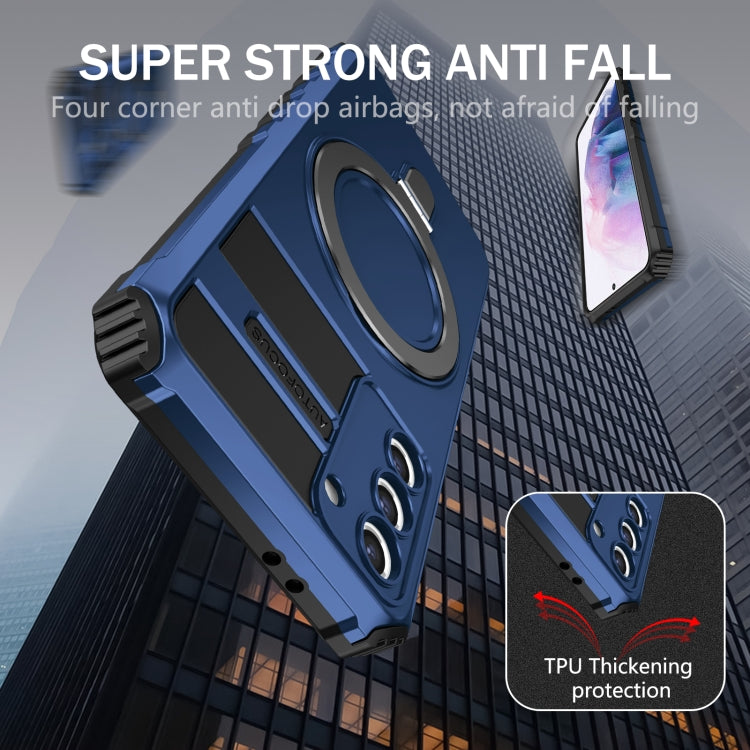 For Samsung Galaxy S21+ 5G MagSafe Magnetic Holder Phone Case(Blue) - Galaxy S21+ 5G Cases by PMC TechLife | Online Shopping South Africa | PMC TechLife