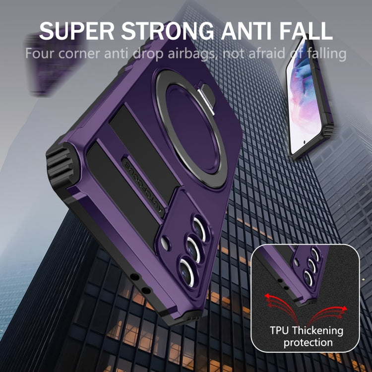 For Samsung Galaxy S21+ 5G MagSafe Magnetic Holder Phone Case(Purple) - Galaxy S21+ 5G Cases by PMC TechLife | Online Shopping South Africa | PMC TechLife