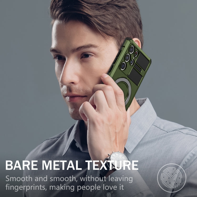 For Samsung Galaxy S22 Ultra 5G MagSafe Magnetic Holder Phone Case(Green) - Galaxy S22 Ultra 5G Cases by PMC TechLife | Online Shopping South Africa | PMC TechLife