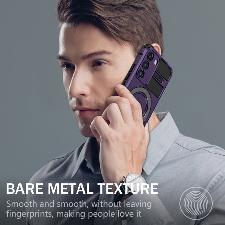 For Samsung Galaxy S22 5G MagSafe Magnetic Holder Phone Case(Purple) - Galaxy S22 5G Cases by PMC TechLife | Online Shopping South Africa | PMC TechLife