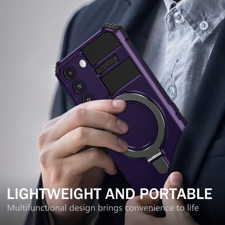 For Samsung Galaxy S22 5G MagSafe Magnetic Holder Phone Case(Purple) - Galaxy S22 5G Cases by PMC TechLife | Online Shopping South Africa | PMC TechLife