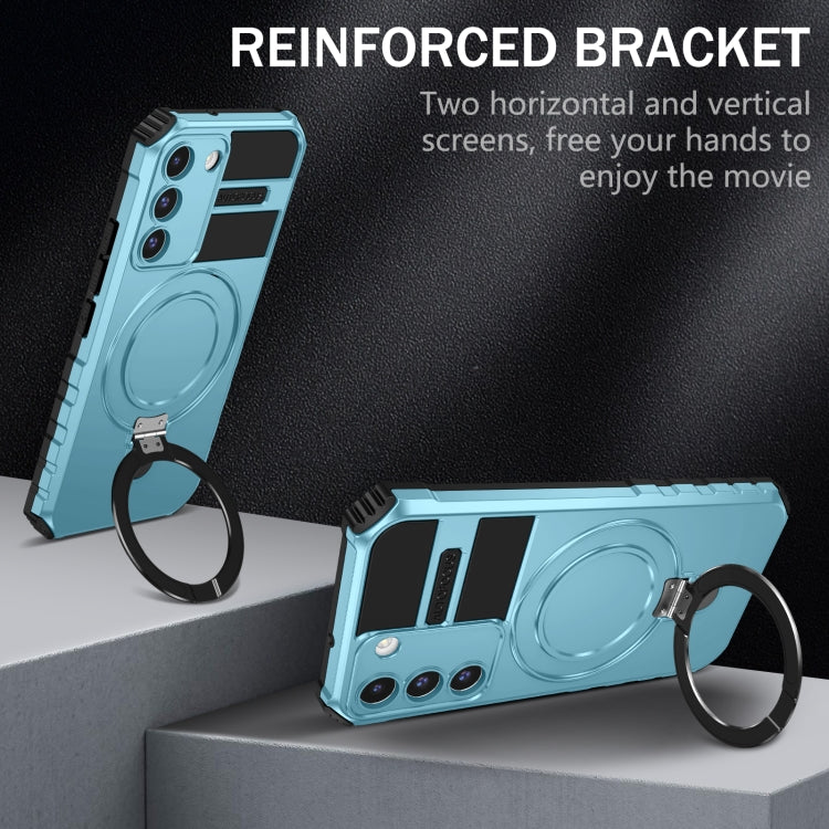 For Samsung Galaxy S22+ 5G MagSafe Magnetic Holder Phone Case(Light Blue) - Galaxy S22+ 5G Cases by PMC TechLife | Online Shopping South Africa | PMC TechLife | Buy Now Pay Later Mobicred
