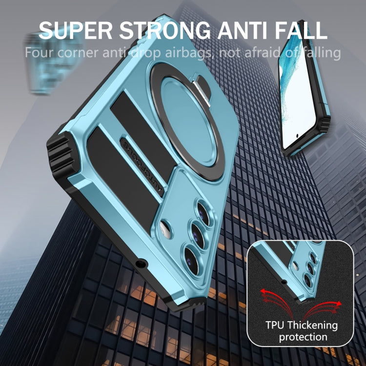 For Samsung Galaxy S22+ 5G MagSafe Magnetic Holder Phone Case(Light Blue) - Galaxy S22+ 5G Cases by PMC TechLife | Online Shopping South Africa | PMC TechLife | Buy Now Pay Later Mobicred