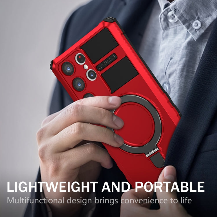 For Samsung Galaxy S23 Ultra 5G MagSafe Magnetic Holder Phone Case(Red) - Galaxy S23 Ultra 5G Cases by PMC TechLife | Online Shopping South Africa | PMC TechLife