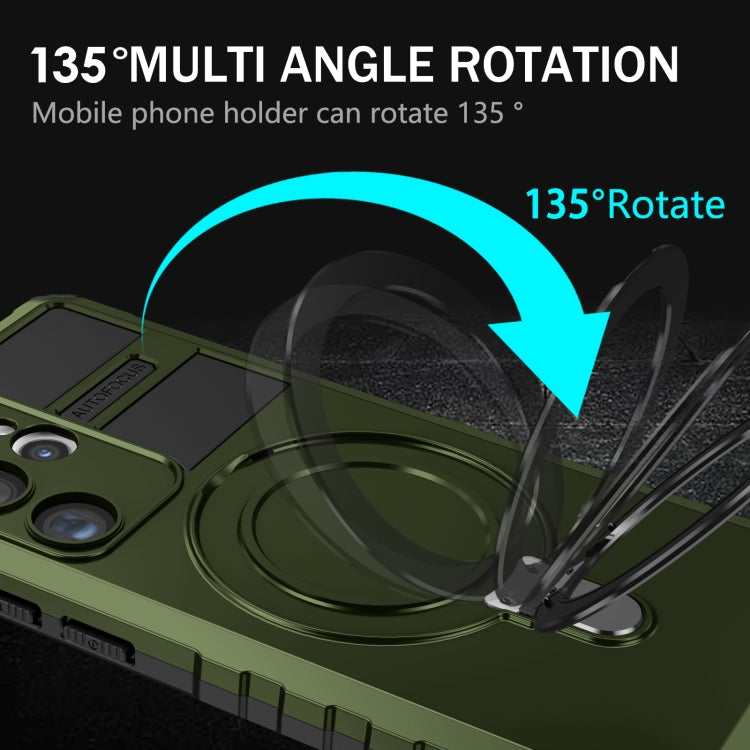 For Samsung Galaxy S23 Ultra 5G MagSafe Magnetic Holder Phone Case(Green) - Galaxy S23 Ultra 5G Cases by PMC TechLife | Online Shopping South Africa | PMC TechLife