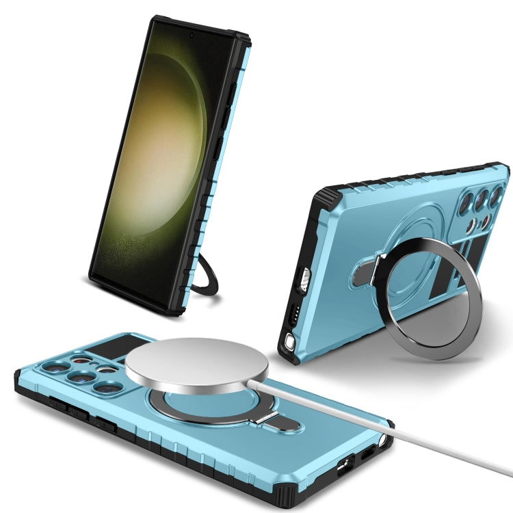 For Samsung Galaxy S23 Ultra 5G MagSafe Magnetic Holder Phone Case(Light Blue) - Galaxy S23 Ultra 5G Cases by PMC TechLife | Online Shopping South Africa | PMC TechLife