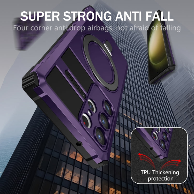 For Samsung Galaxy S23 Ultra 5G MagSafe Magnetic Holder Phone Case(Purple) - Galaxy S23 Ultra 5G Cases by PMC TechLife | Online Shopping South Africa | PMC TechLife