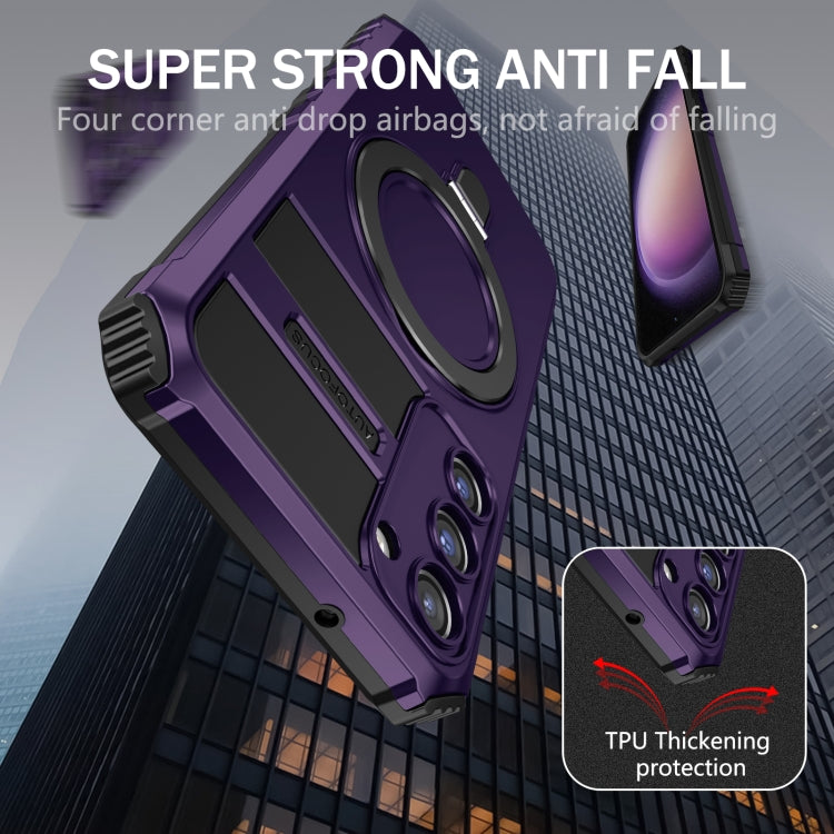 For Samsung Galaxy S23 5G MagSafe Magnetic Holder Phone Case(Purple) - Galaxy S23 5G Cases by PMC TechLife | Online Shopping South Africa | PMC TechLife