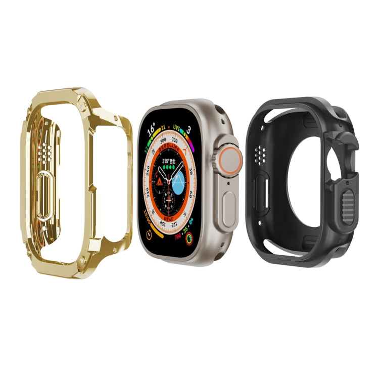 For Apple Watch Ultra 49mm 2-in-1 PC Hybrid TPU Armor Watch Case(Gold) - Watch Cases by PMC TechLife | Online Shopping South Africa | PMC TechLife