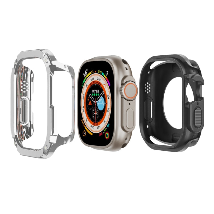 For Apple Watch Ultra 49mm 2-in-1 PC Hybrid TPU Armor Watch Case(Silver Gray) - Watch Cases by PMC TechLife | Online Shopping South Africa | PMC TechLife