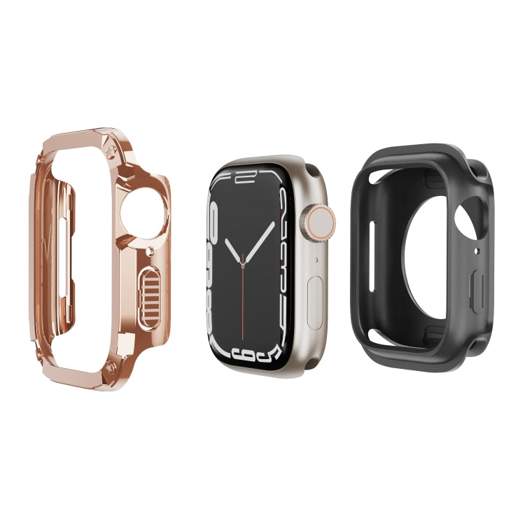 For Apple Watch Series 8 / 7 45mm 2-in-1 PC Hybrid TPU Armor Watch Case(Rose Gold) - Watch Cases by PMC TechLife | Online Shopping South Africa | PMC TechLife