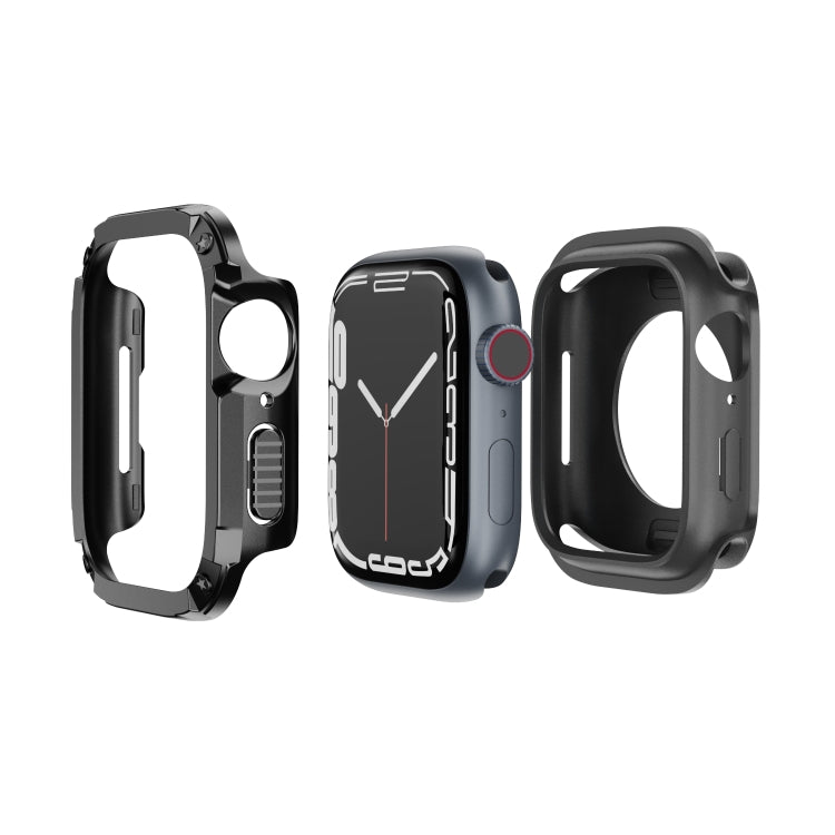 For Apple Watch Series 8 / 7 41mm 2-in-1 PC Hybrid TPU Armor Watch Case(Black) - Watch Cases by PMC TechLife | Online Shopping South Africa | PMC TechLife