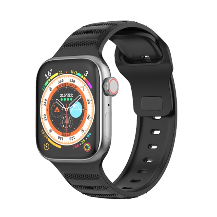For Apple Watch 7 45mm Dot Texture Fluororubber Watch Band(Black) - Watch Bands by PMC TechLife | Online Shopping South Africa | PMC TechLife