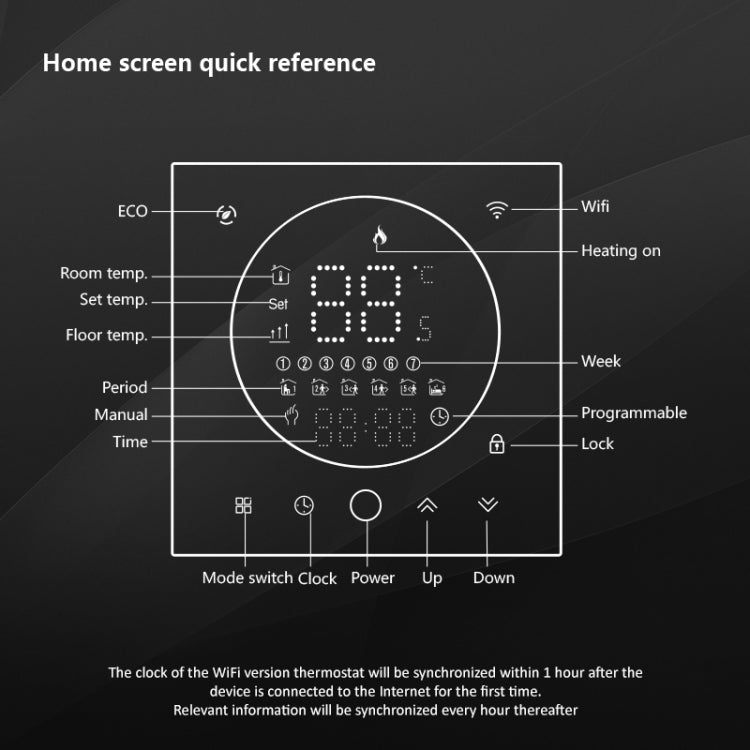 BHT-008GCL 95-240V AC 5A Smart Home Boiler Heating LED Thermostat Without WiFi(Black) - free shipping - PMC TechLife - Order now!
