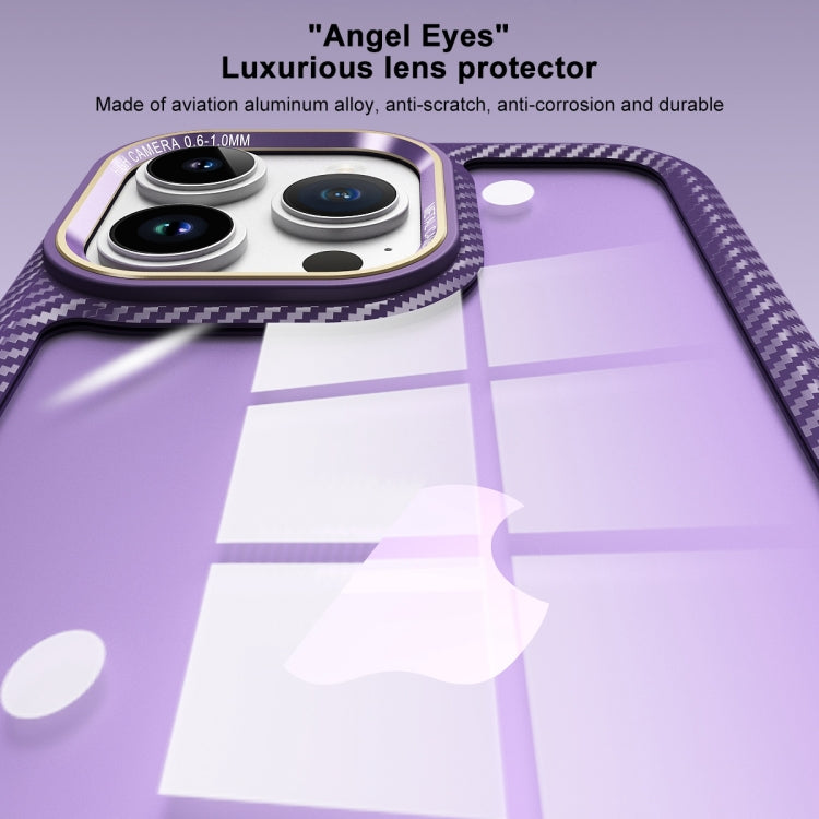 For iPhone 13 Pro Carbon Fiber Transparent Back Panel Phone Case(Purple) - free shipping - PMC TechLife - Order now!