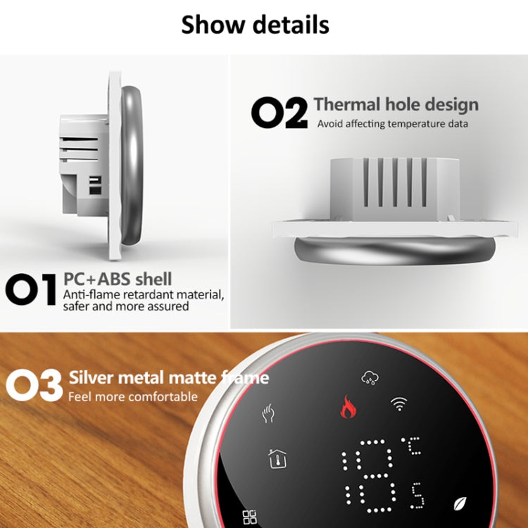 BHT-6001GALW 95-240V AC 5A Smart Round Thermostat Water Heating LED Thermostat With WiFi(White) - Thermostat & Thermometer by PMC TechLife | Online Shopping South Africa | PMC TechLife