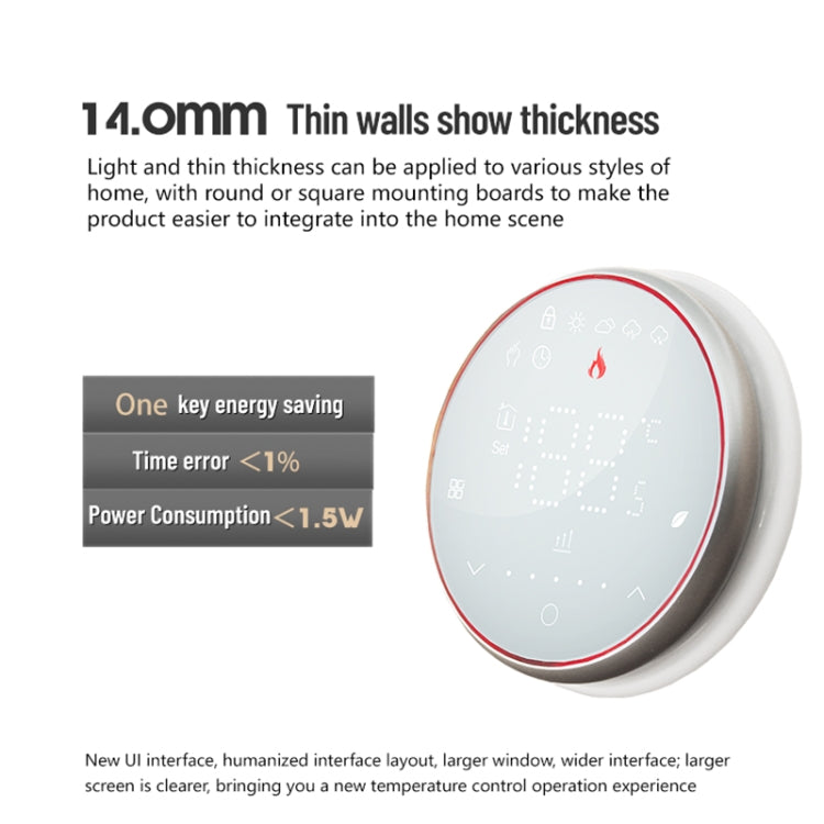 BHT-6001GAL 95-240V AC 5A Smart Round Thermostat Water Heating LED Thermostat Without WiFi(White) - Thermostat & Thermometer by PMC TechLife | Online Shopping South Africa | PMC TechLife