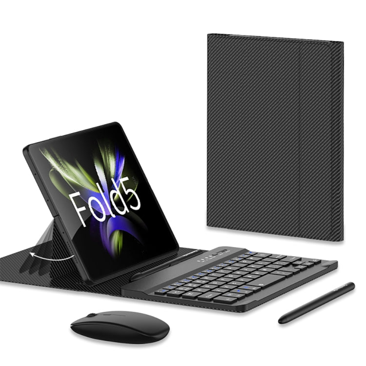 For Samsung Galaxy Z Fold5 GKK Gear Adjustment Bluetooth Keyboard Leather Case with Pen + Keyboard + Mouse + Case(Carbon Fibre) - Samsung Keyboard by GKK | Online Shopping South Africa | PMC TechLife
